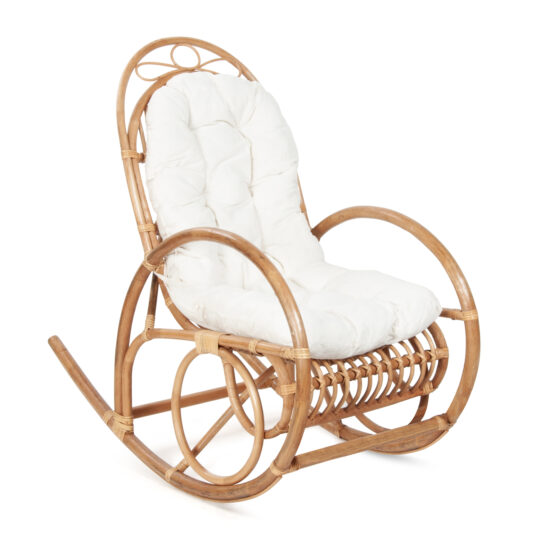 Sedia a dondolo in rattan naturale